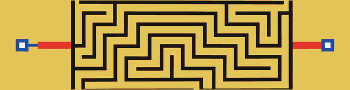 A desired exit is made needlessly longer than the path used to enter.